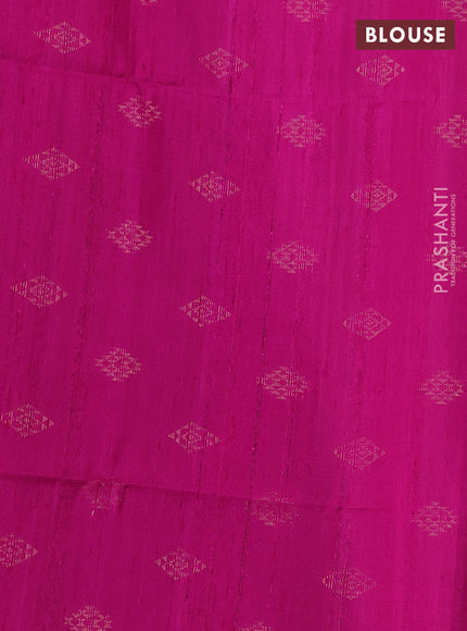 Pure soft silk saree green and magenta pink with allover thread weaves in borderless style
