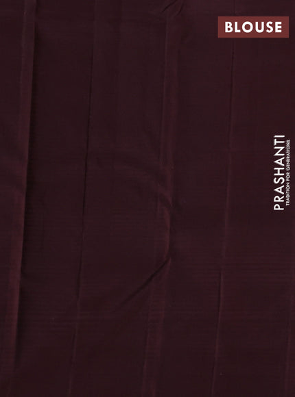 Pure soft silk saree sap green and coffee brown with allover zari weaves & buttas and simple border