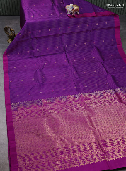 Pure soft silk saree purple and pink with allover zari weaves & buttas and simple border