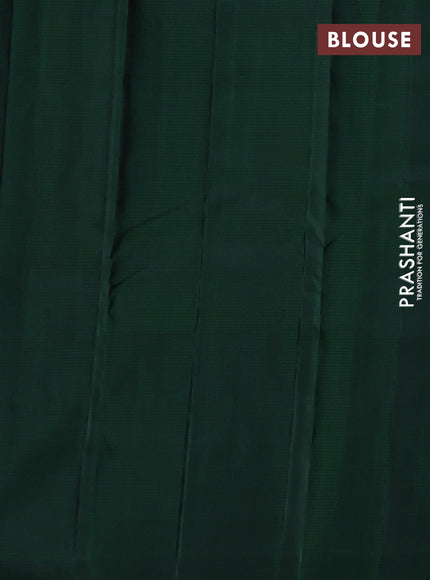 Pure soft silk saree rust shade and dark green with allover zari weaves & buttas and simple border