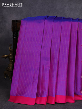 Pure soft silk saree dual shade of purple and pink with allover zari weaves & buttas and simple border