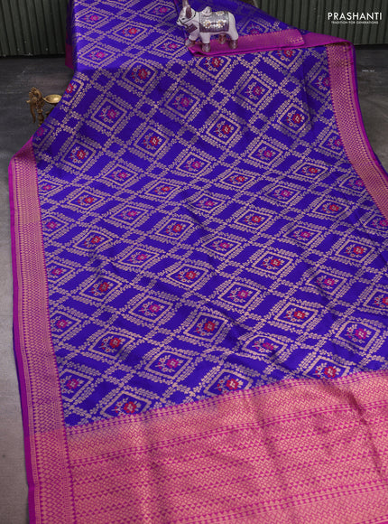 Banarasi katan silk saree violet and pink with allover zari weaves and zari woven border