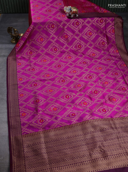 Banarasi katan silk saree pink and wine shade with allover zari weaves and zari woven border
