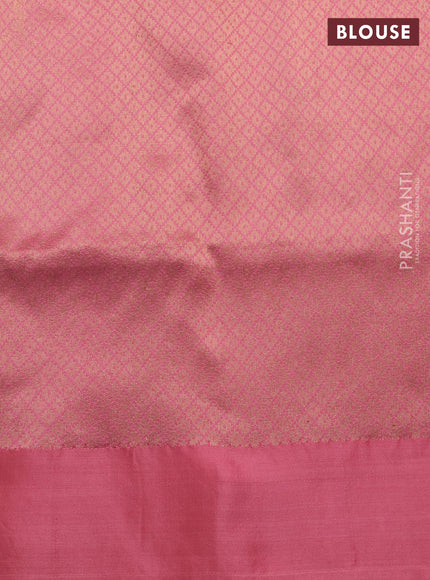Banarasi katan silk saree yellow and peach pink with allover zari weaves and zari woven border
