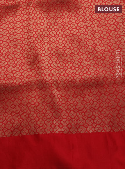 Banarasi katan silk saree peacock green and red with allover zari woven floral weaves and zari woven border