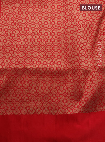 Banarasi katan silk saree green and red with allover zari woven floral weaves and zari woven border
