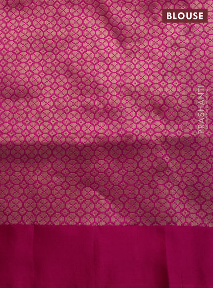 Banarasi katan silk saree blue and magenta pink with allover zari woven floral weaves and zari woven border