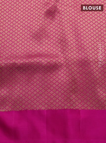 Banarasi katan silk saree dual shade of blue and magenta pink with allover zari woven floral weaves and zari woven border