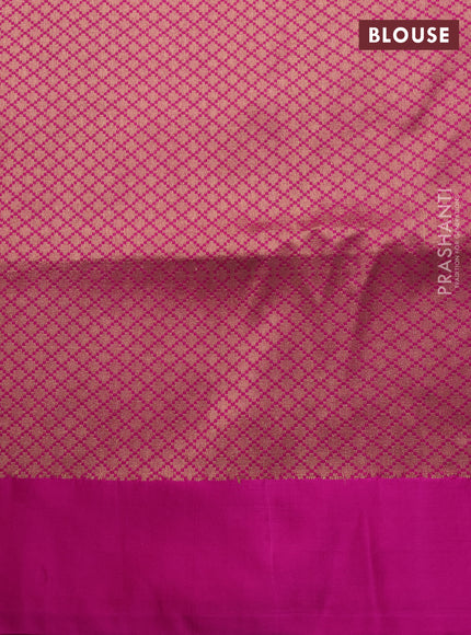 Banarasi katan silk saree dual shade of greenish blue and magenta pink with allover zari woven floral weaves and zari woven border