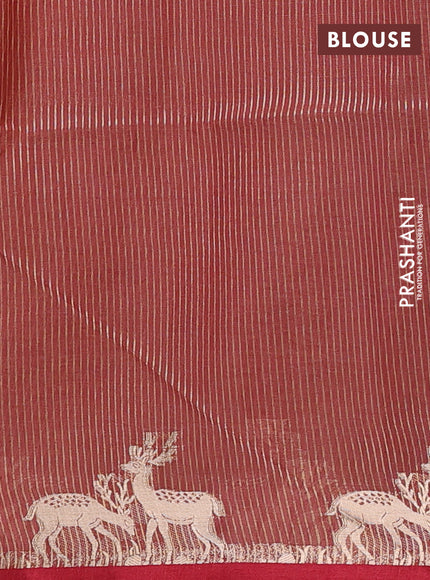 Semi dupion saree beige and maroon with allover thread woven bandhani buttas and zari woven butta border