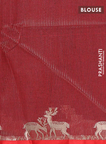 Semi dupion saree black and red with allover thread woven bandhani buttas and zari woven butta border