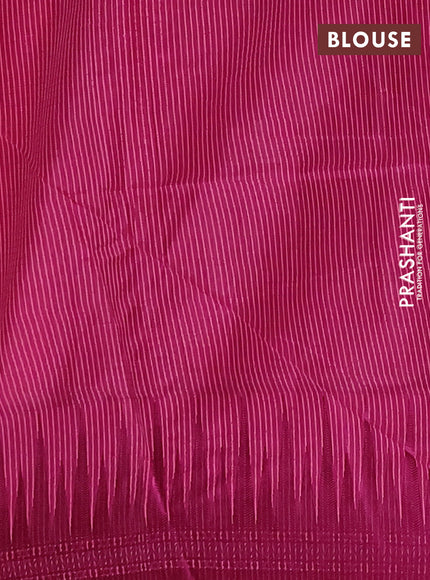 Semi dupion saree peach pink and magenta pink with allover thread weaves and temple design thread woven border
