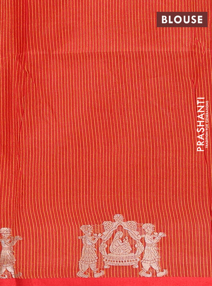 Semi dupion saree mango yellow and orange with allover thread woven bandhani buttas and zari woven butta border