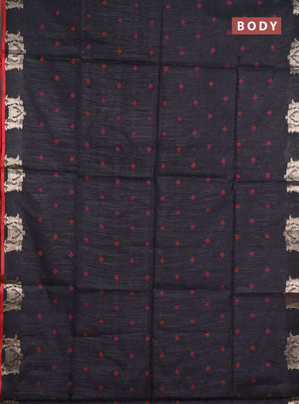 Semi dupion saree black and maroon with allover thread woven bandhani buttas and zari woven butta border