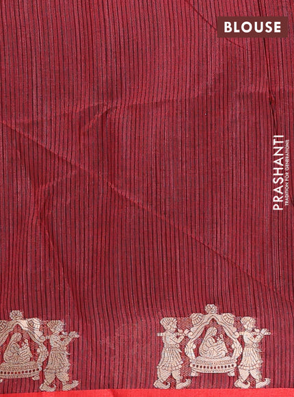 Semi dupion saree black and maroon with allover thread woven bandhani buttas and zari woven butta border