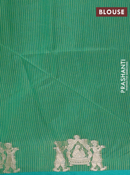 Semi dupion saree light green and teal green with allover thread woven bandhani buttas and zari woven butta border