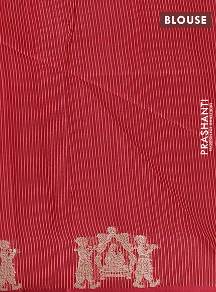 Semi dupion saree red and maroon with allover thread woven bandhani buttas and zari woven butta border