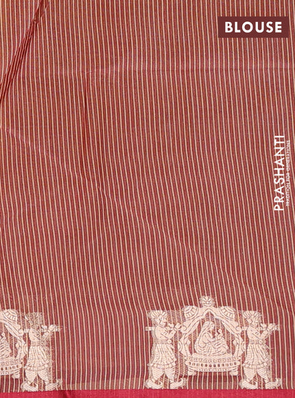 Semi dupion saree beige and maroon with allover thread woven bandhani buttas and zari woven butta border