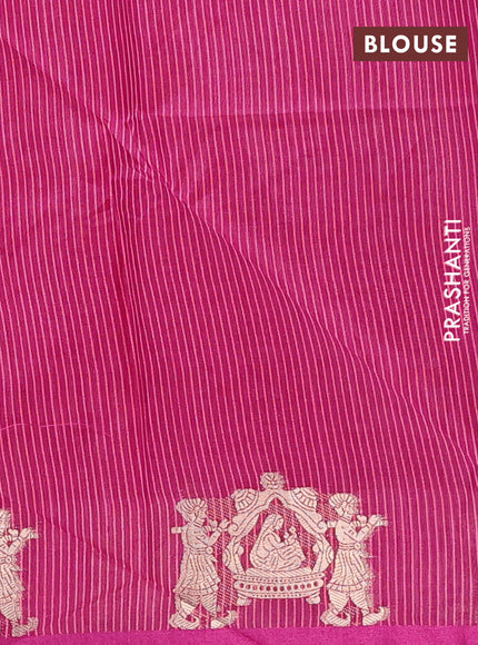 Semi dupion saree pink and magenta pink with allover thread woven bandhani buttas and zari woven butta border