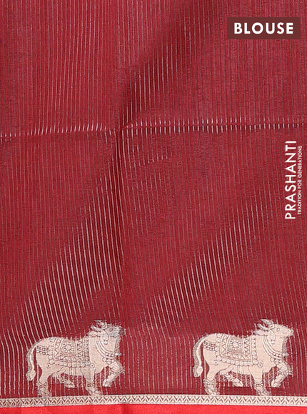 Semi dupion saree black and maroon with thread woven buttas and pichwai zari woven border