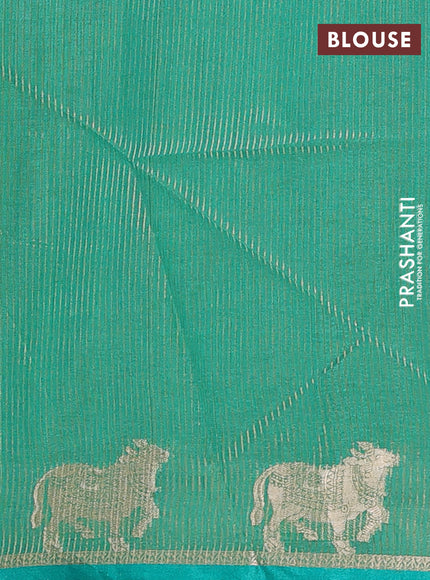 Semi dupion saree light green and teal green with thread woven buttas and pichwai zari woven border