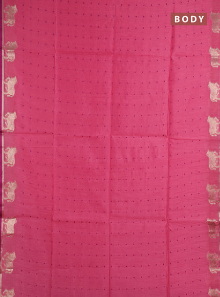 Semi dupion saree pink and magenta pink with thread woven buttas and pichwai zari woven border