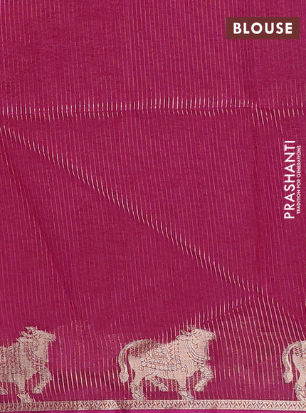 Semi dupion saree pink and magenta pink with thread woven buttas and pichwai zari woven border