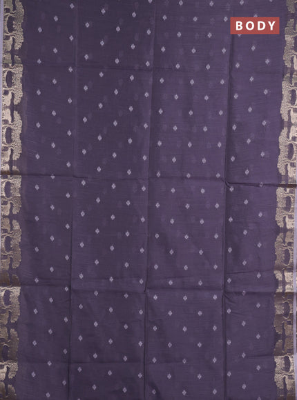 Semi dupion saree grey and pastel grey with thread woven buttas and zari woven border