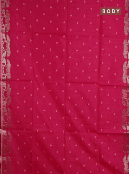 Semi dupion saree pink and light green with allover thraed woven buttas and zari woven border