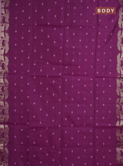 Semi dupion saree purple and lotus pink with allover thraed woven buttas and zari woven border