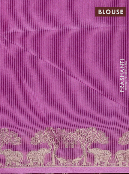 Semi dupion saree purple and lotus pink with allover thraed woven buttas and zari woven border