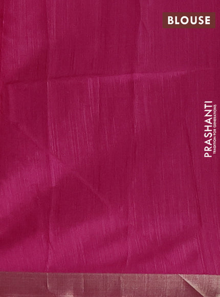 Semi dupion saree peach pink and magenta pink with zari woven buttas and zari woven border