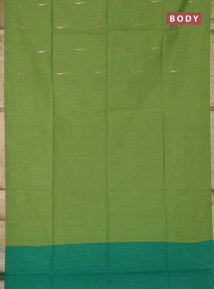Semi dupion saree light green and green with zari woven buttas and zari woven border