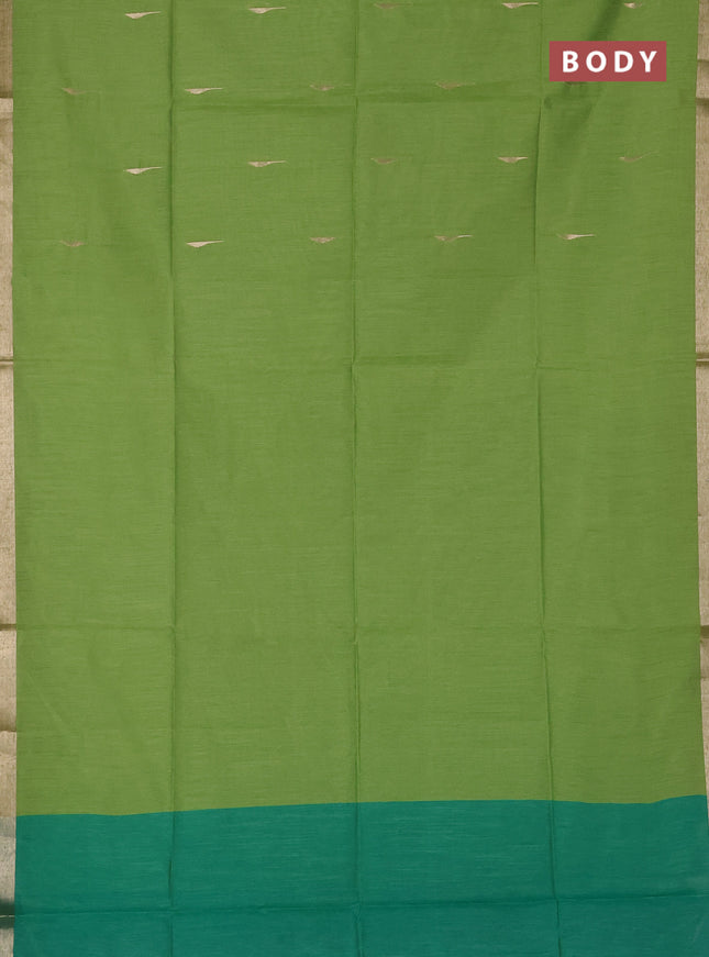 Semi dupion saree light green and green with zari woven buttas and zari woven border