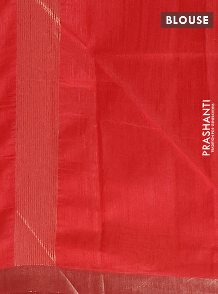 Semi dupion saree mango yellow and red with zari woven buttas and zari woven border
