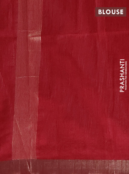 Semi dupion saree orange and maroon with zari woven buttas and zari woven border
