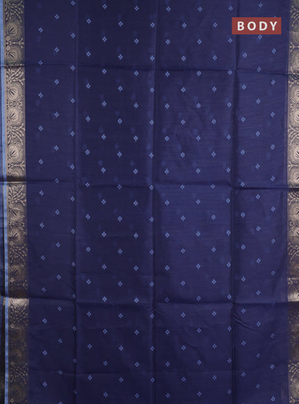 Semi dupion saree navy blue and pastel blue with allover thread woven bandhani buttas and zari woven border