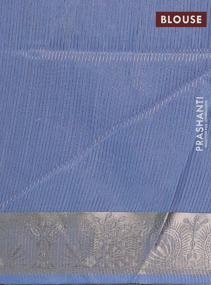 Semi dupion saree navy blue and pastel blue with allover thread woven bandhani buttas and zari woven border