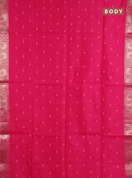 Semi dupion saree pink and light pink with allover thread woven bandhani buttas and zari woven border