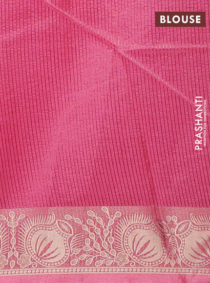 Semi dupion saree pink and light pink with allover thread woven bandhani buttas and zari woven border