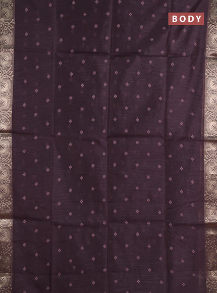 Semi dupion saree coffee brown and pastel brown with allover thread woven bandhani buttas and zari woven border