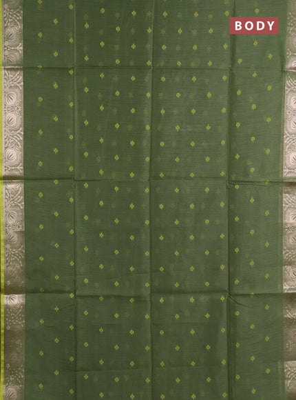 Semi dupion saree green and light green with allover thread woven bandhani buttas and zari woven border