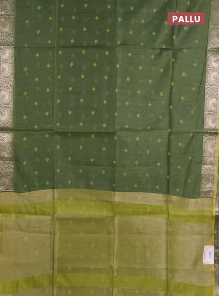 Semi dupion saree green and light green with allover thread woven bandhani buttas and zari woven border