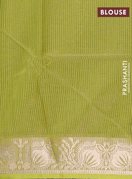 Semi dupion saree green and light green with allover thread woven bandhani buttas and zari woven border