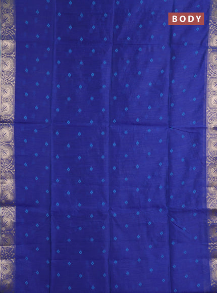 Semi dupion saree blue and cs blue with allover thread woven bandhani buttas and zari woven border