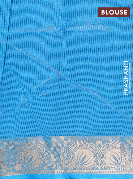 Semi dupion saree blue and cs blue with allover thread woven bandhani buttas and zari woven border