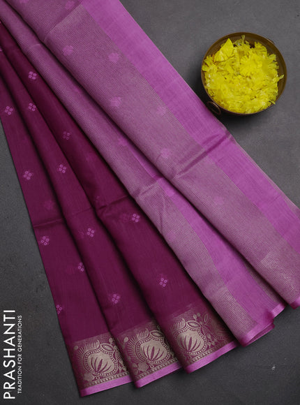 Semi dupion saree purple and pink with allover thread woven bandhani buttas and zari woven border