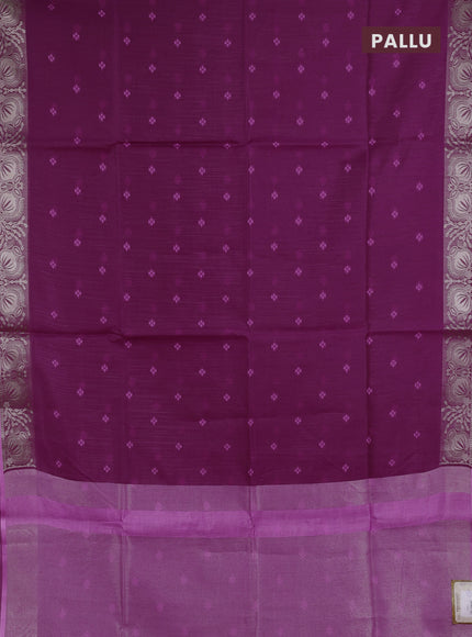 Semi dupion saree purple and pink with allover thread woven bandhani buttas and zari woven border