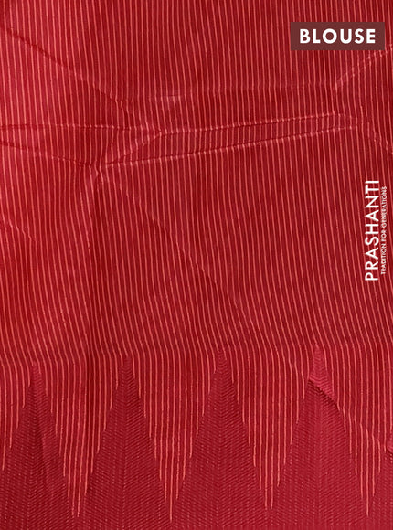 Semi dupion saree red and maroon with allover thread weaves and temple design thread woven border