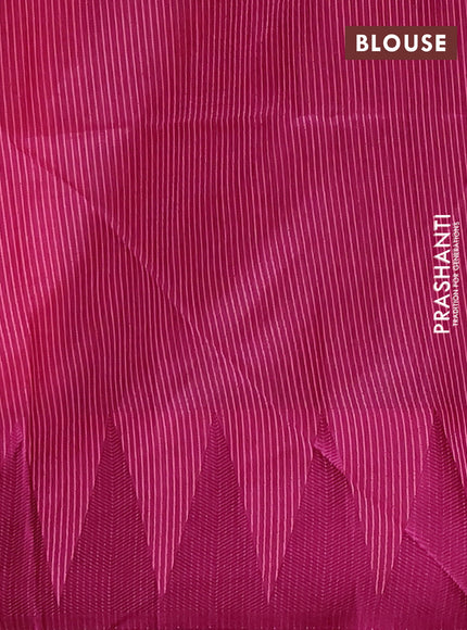 Semi dupion saree peach pink and magenta pink with allover thread weaves and temple design thread woven border